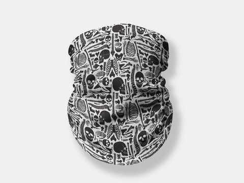 Adult Size Black Bones Moisture Wicking Neck and Face Shield