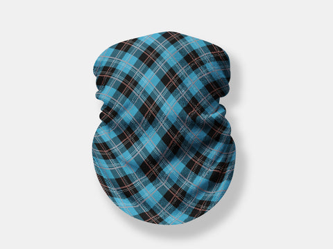 Adult Size Blue Plaid Moisture Wicking Neck and Face Shield
