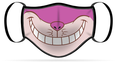 Adult or Child Size Cheshire Smile Moisture Wicking Face Mask