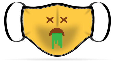 Adult or Child Size Sick Emoji Moisture Wicking Face Mask